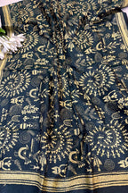 Green Hand Embroidered Kantha Pure Bangalore Silk Dupatta - Luxurion World