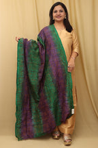 Vibrant Multicolor Hand Embroidered Kantha Block Printed Pure Tussar Silk Dupatta - Luxurion World