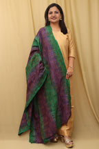 Vibrant Multicolor Hand Embroidered Kantha Block Printed Pure Tussar Silk Dupatta - Luxurion World