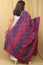 Vibrant Multicolor Hand Embroidered Kantha Block Printed Pure Tussar Silk Dupatta - Luxurion World