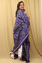Blue Kantha Bangalore Silk Hand Embroidered Dupatta - Luxurion World