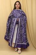 Blue Kantha Bangalore Silk Hand Embroidered Dupatta - Luxurion World
