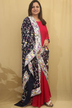 Elegant Blue Parsi Hand Embroidered Pure Georgette Dupatta - Luxurion World