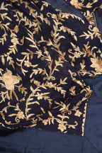 Elegant Blue Parsi Hand Embroidered Pure Georgette Dupatta - Luxurion World