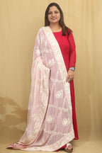 Exquisite Pink Parsi Georgette Dupatta with Hand Embroidery - Luxurion World