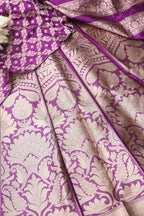Elegant Purple Banarasi Pure Katan Silk Unstitched Flower Design Lehenga Set - Luxurion World