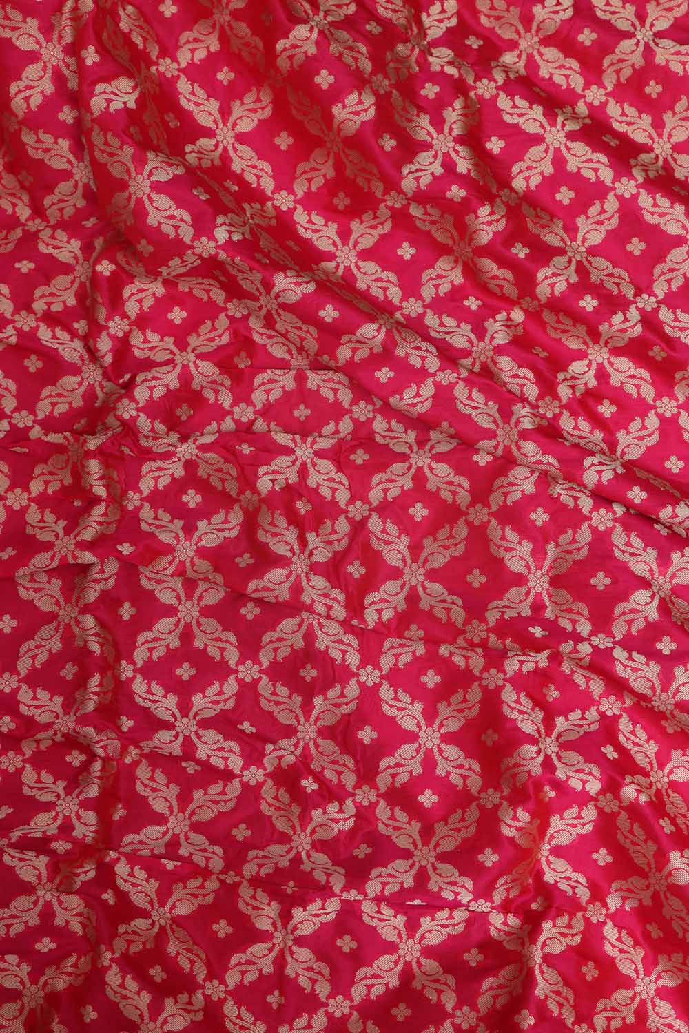 Exquisite Pink Banarasi Pure Katan Silk Unstitched Flower Design Lehenga Set - Luxurion World