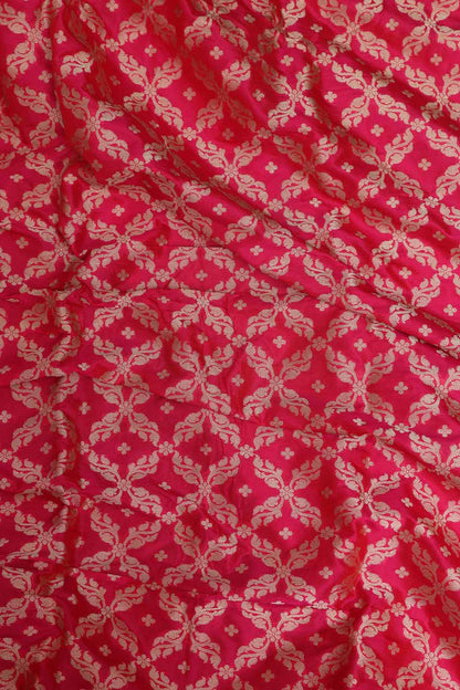 Exquisite Pink Banarasi Pure Katan Silk Unstitched Flower Design Lehenga Set - Luxurion World