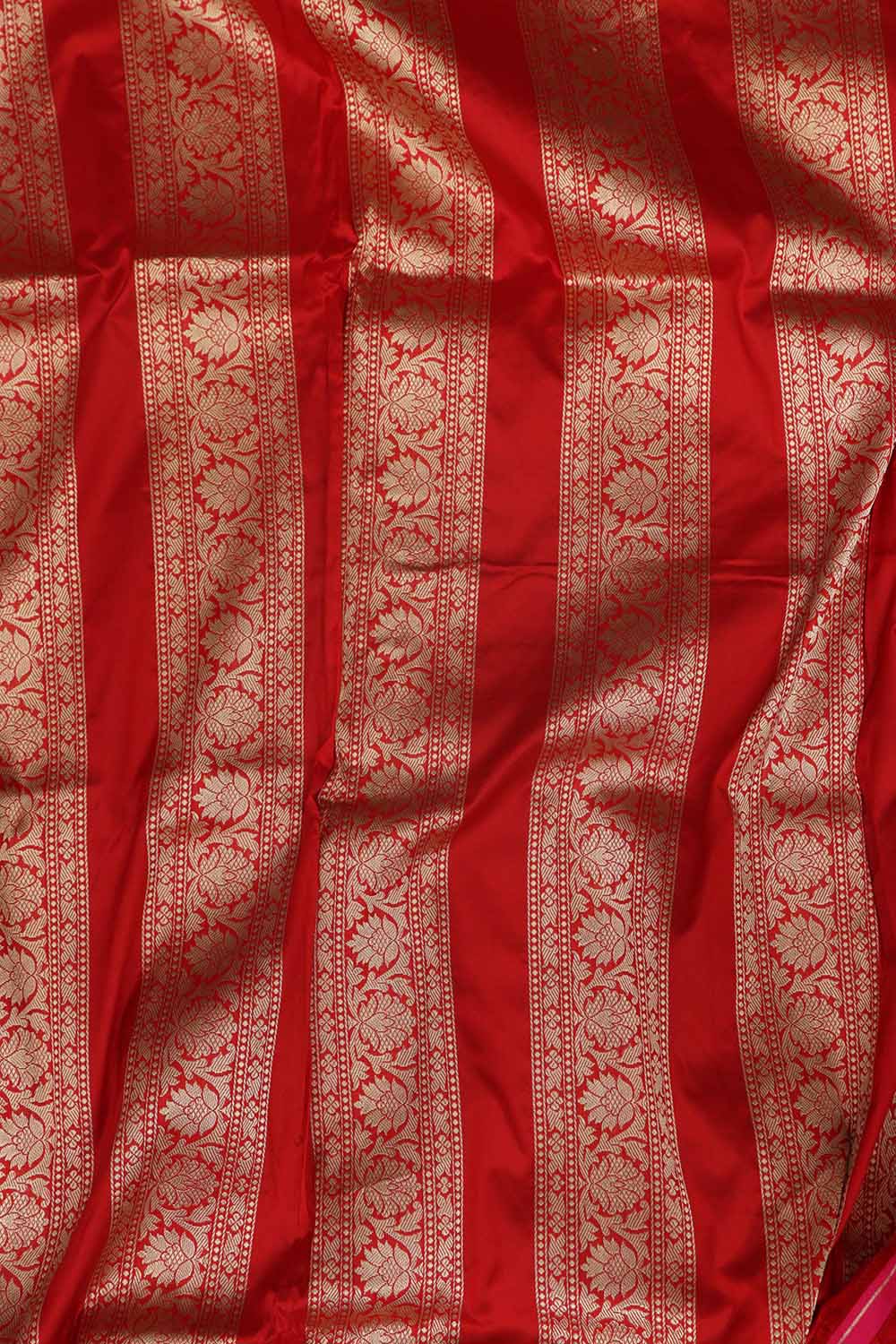 Exquisite Red Banarasi Pure Katan Silk Unstitched Flower Design Lehenga Set - Luxurion World