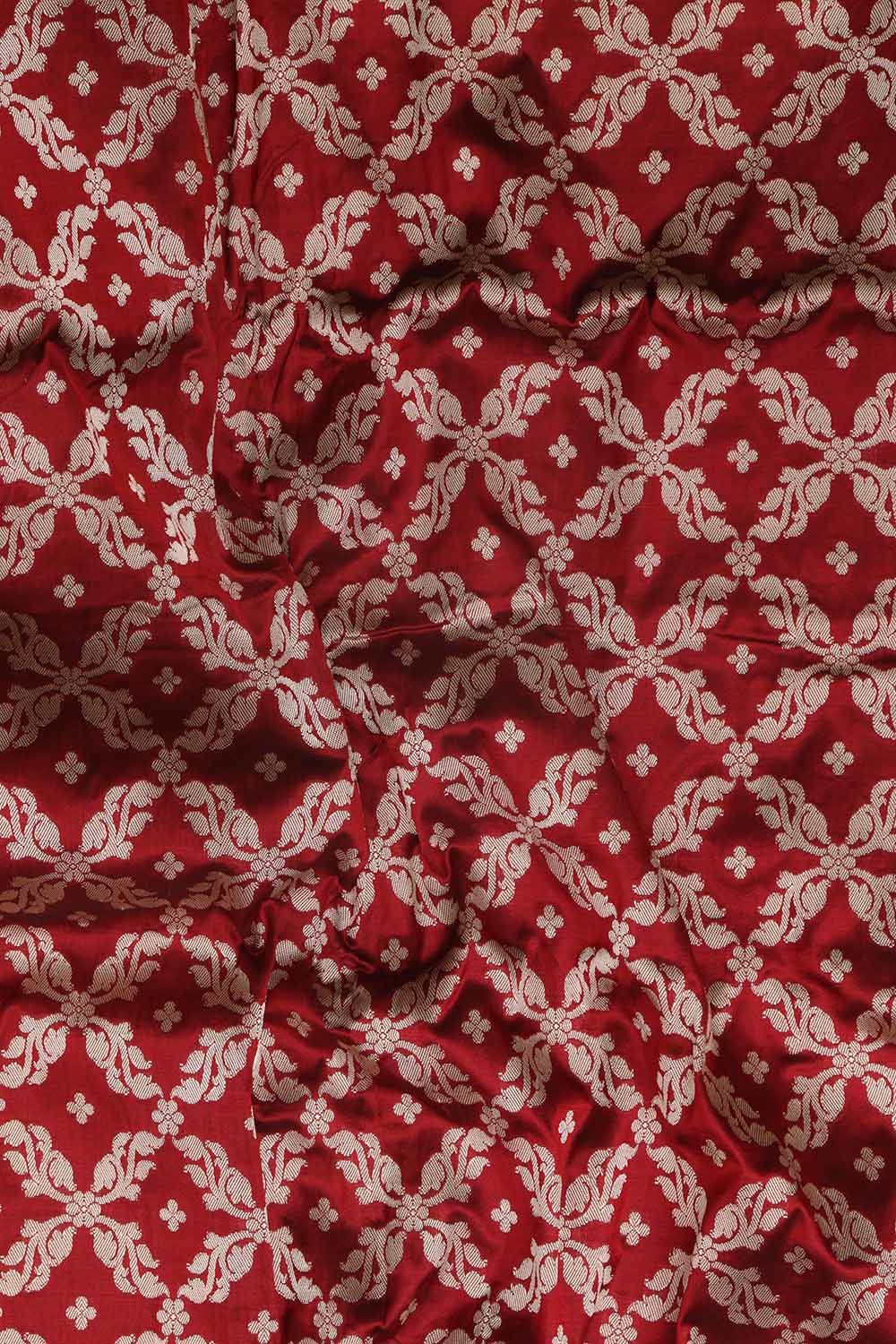 Exquisite Maroon Banarasi Pure Katan Silk Unstitched Flower Design Lehenga Set - Luxurion World
