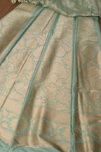 Blue Banarasi Pure Katan Silk Unstitched Flower Design Lehenga Set - Luxurion World