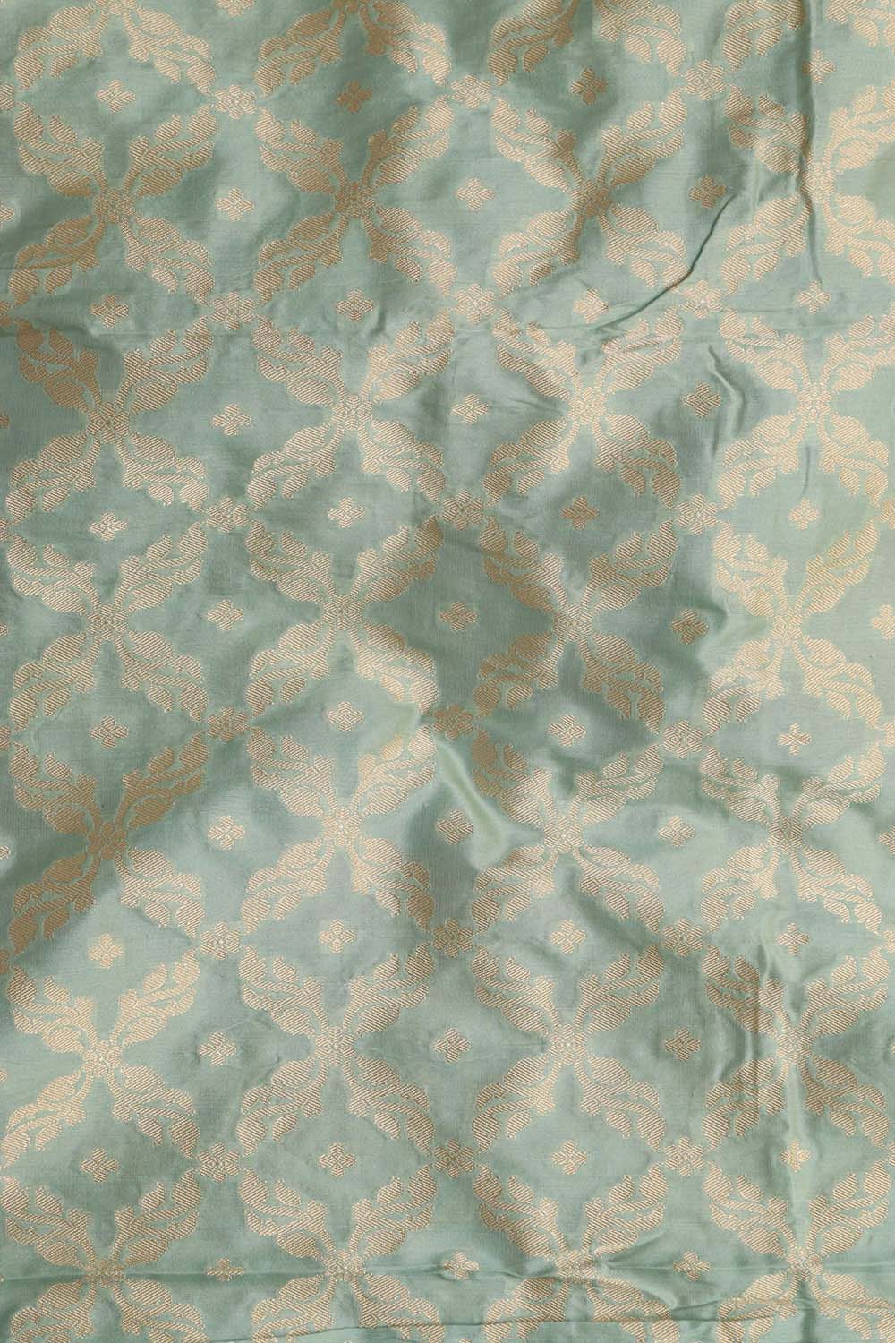 Blue Banarasi Pure Katan Silk Unstitched Flower Design Lehenga Set - Luxurion World