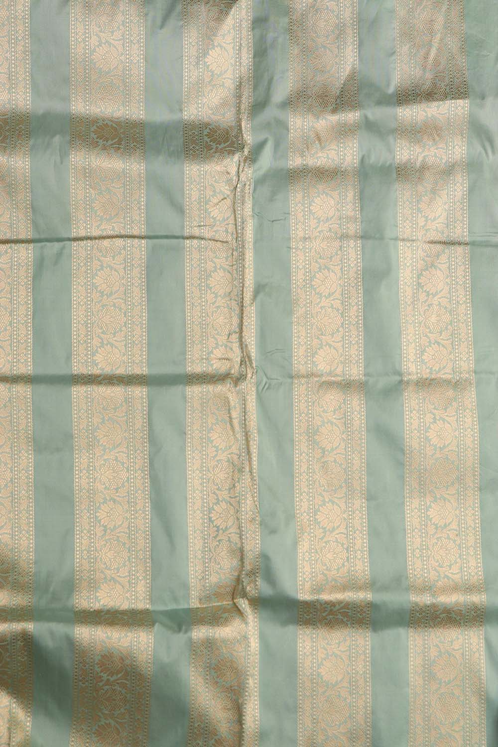 Blue Banarasi Pure Katan Silk Unstitched Flower Design Lehenga Set - Luxurion World