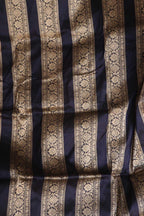 Elegant Dark Blue Banarasi Pure Katan Silk Unstitched Flower Design Lehenga Set - Luxurion World