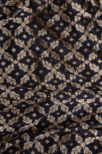 Elegant Dark Blue Banarasi Pure Katan Silk Unstitched Flower Design Lehenga Set - Luxurion World