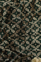 Dark Green Banarasi Pure Katan Silk Unstitched Flower Design Lehenga Set - Luxurion World