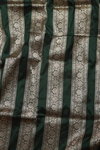 Dark Green Banarasi Pure Katan Silk Unstitched Flower Design Lehenga Set - Luxurion World