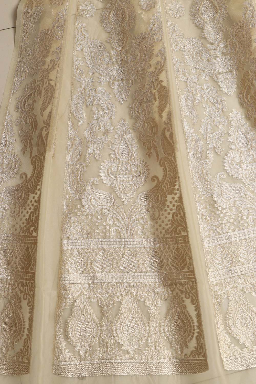 Pastel Banarasi Organza Silk Unstitched Lehenga Set - Luxurion World