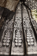 Exquisite Black Banarasi Organza Silk Unstitched Lehenga Set - Luxurion World
