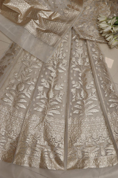 Stunning Dyeable Banarasi Organza Silk Unstitched Lehenga Set - Luxurion World