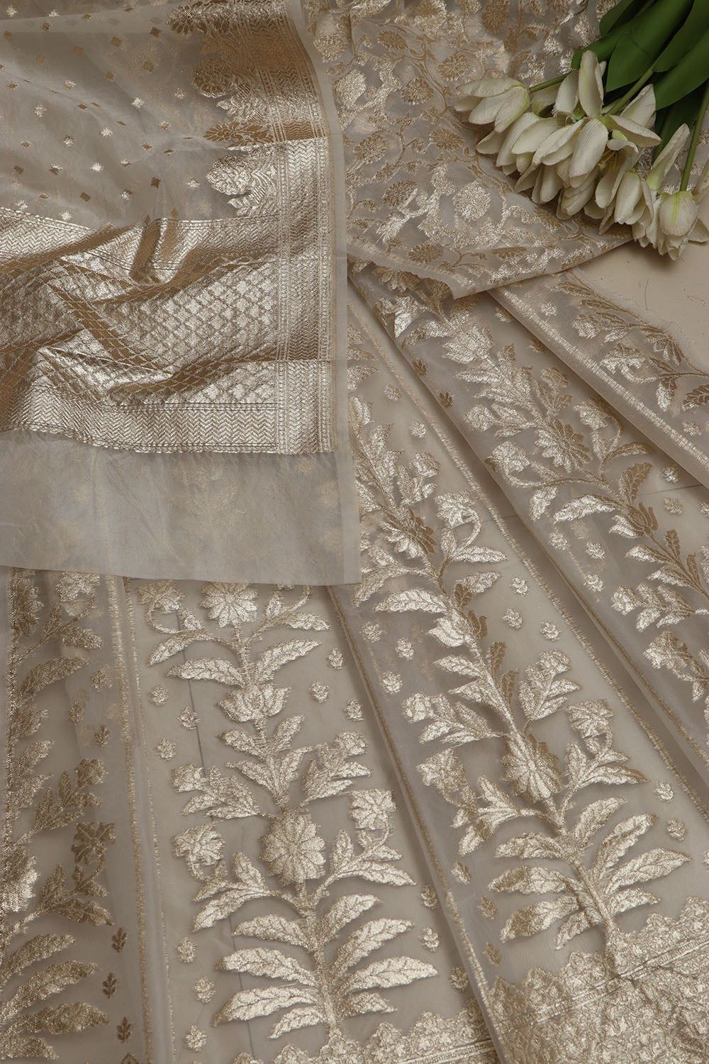 Stunning Dyeable Banarasi Organza Silk Unstitched Lehenga Set - Luxurion World