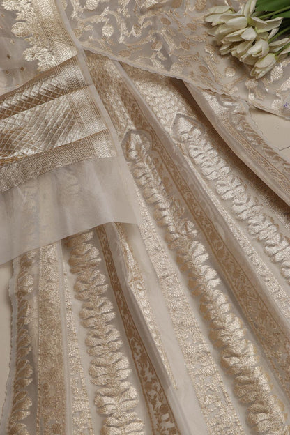 Stunning Dyeable Banarasi Organza Silk Unstitched Lehenga Set - Luxurion World