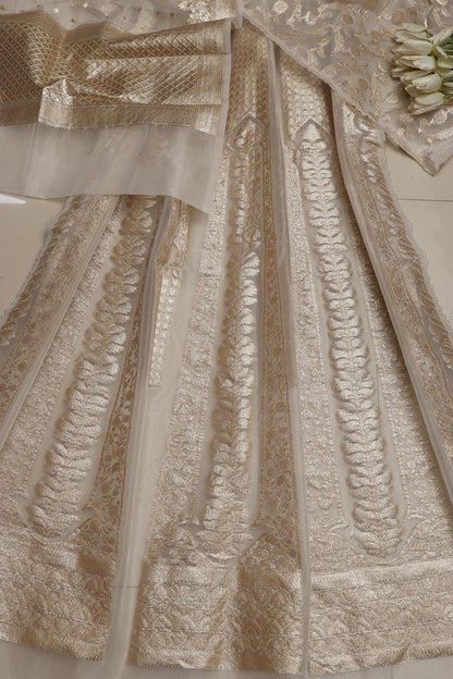 Stunning Dyeable Banarasi Organza Silk Unstitched Lehenga Set - Luxurion World