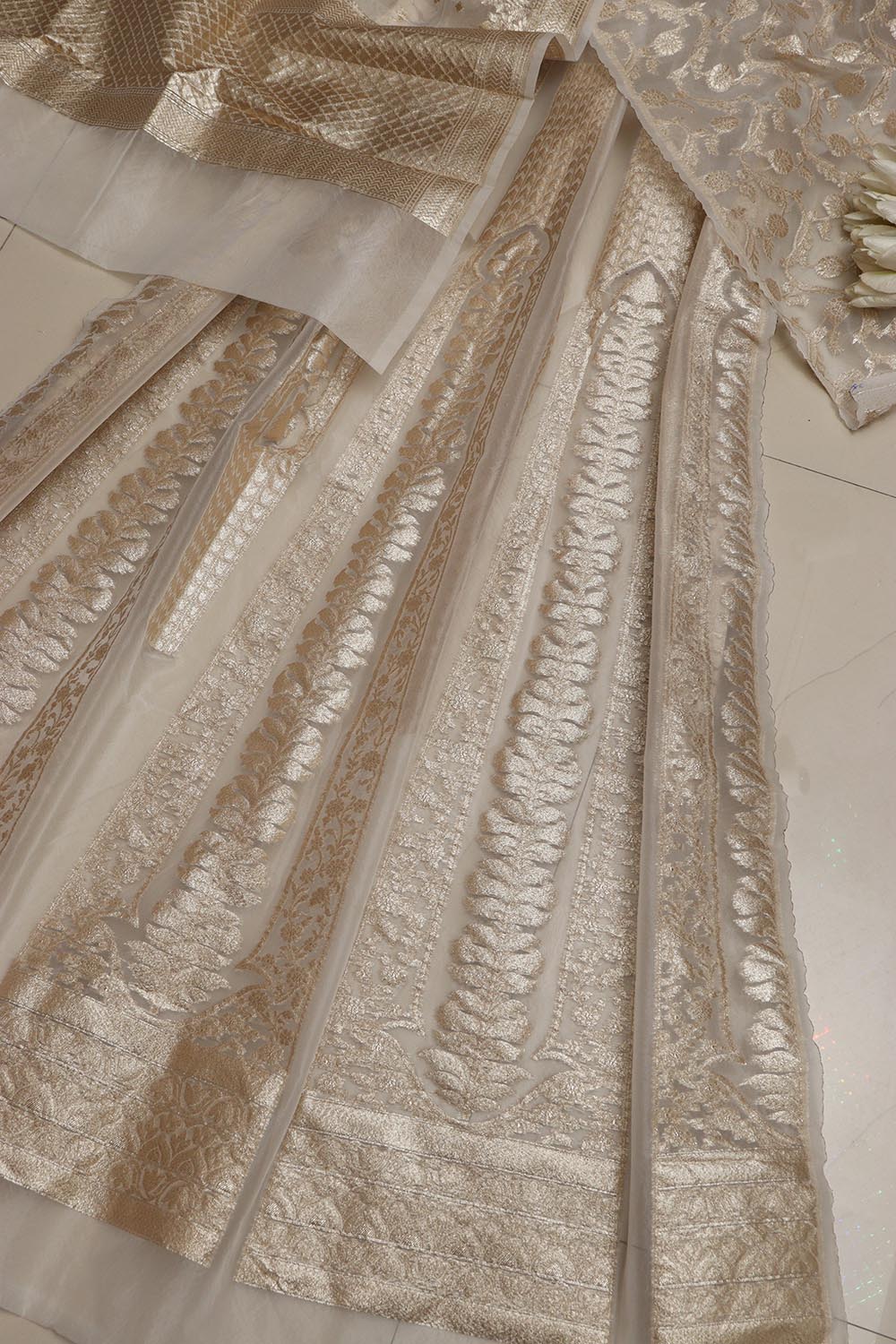 Stunning Dyeable Banarasi Organza Silk Unstitched Lehenga Set - Luxurion World