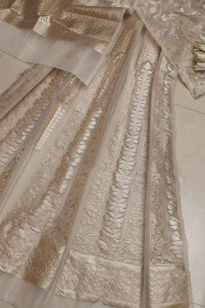 Stunning Dyeable Banarasi Organza Silk Unstitched Lehenga Set - Luxurion World
