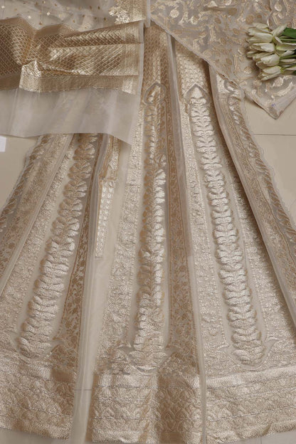 Stunning Dyeable Banarasi Organza Silk Unstitched Lehenga Set - Luxurion World