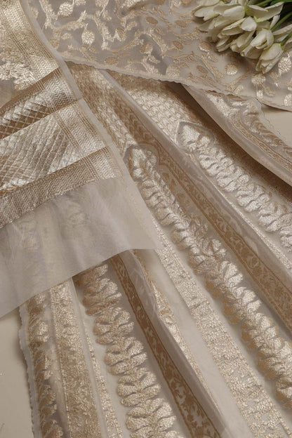 Stunning Dyeable Banarasi Organza Silk Unstitched Lehenga Set - Luxurion World