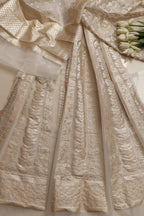 Stunning Dyeable Banarasi Organza Silk Unstitched Lehenga Set - Luxurion World