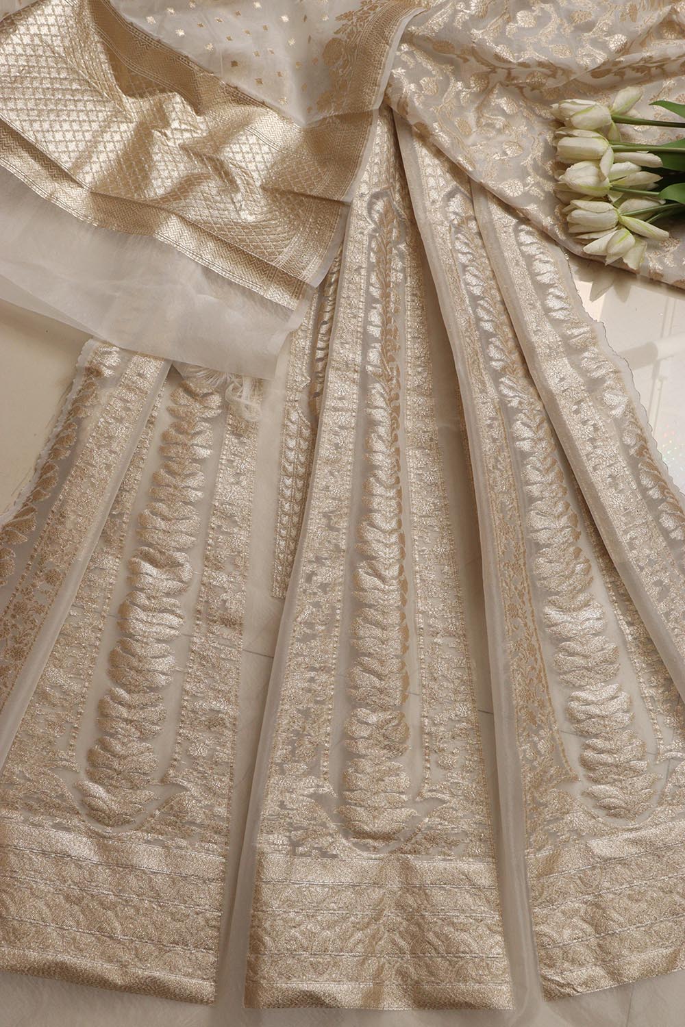 Stunning Dyeable Banarasi Organza Silk Unstitched Lehenga Set - Luxurion World