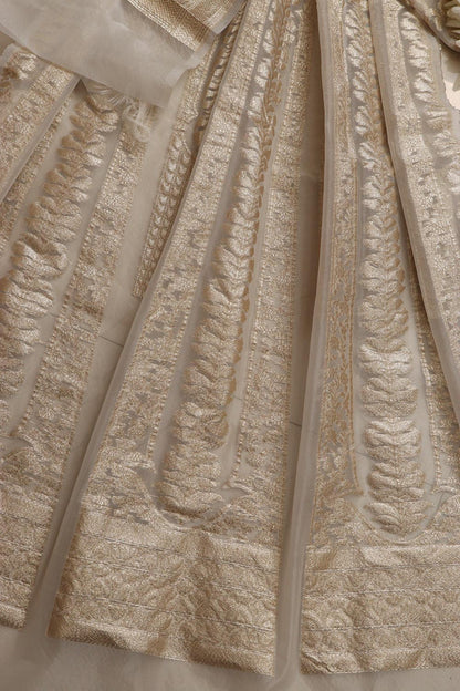 Stunning Dyeable Banarasi Organza Silk Unstitched Lehenga Set - Luxurion World
