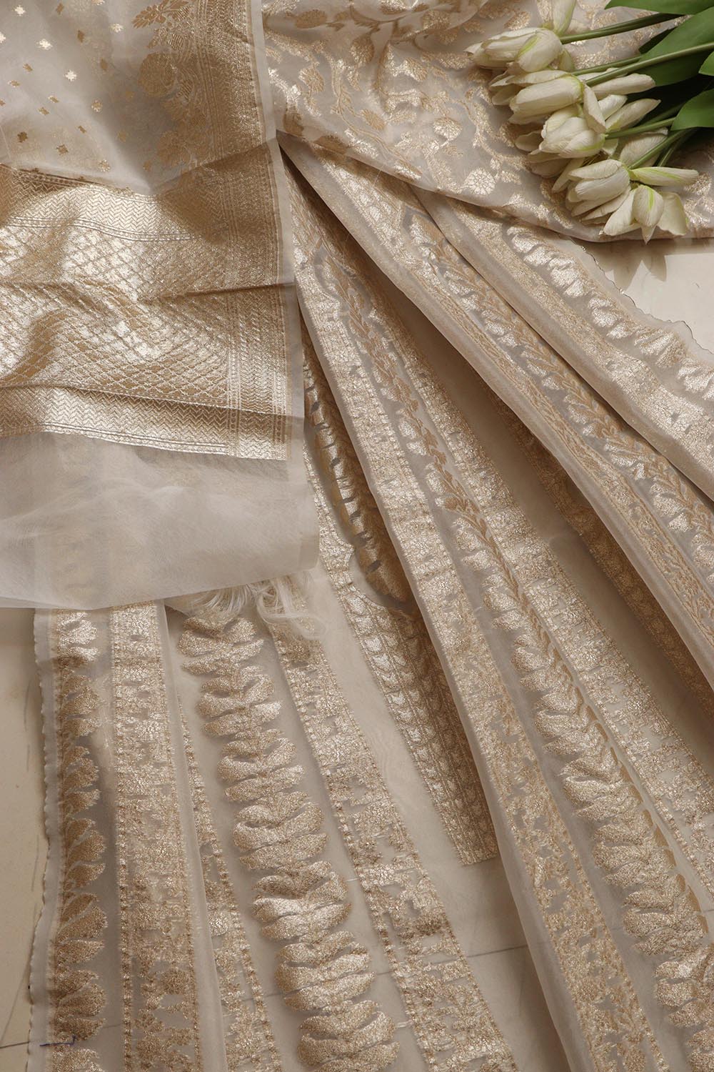 Stunning Dyeable Banarasi Organza Silk Unstitched Lehenga Set - Luxurion World