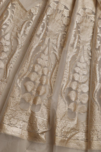 Stunning Dyeable Banarasi Organza Silk Unstitched Lehenga Set - Luxurion World