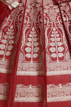 Elegant Maroon Banarasi Organza Silk Unstitched Lehenga Set - Luxurion World