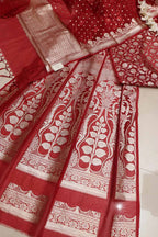 Elegant Maroon Banarasi Organza Silk Unstitched Lehenga Set - Luxurion World