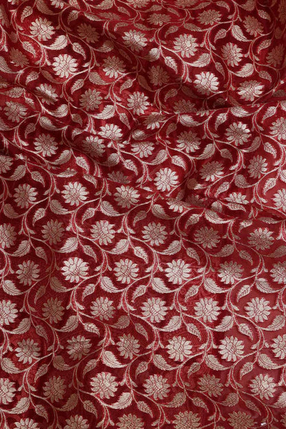 Elegant Maroon Banarasi Organza Silk Unstitched Lehenga Set - Luxurion World