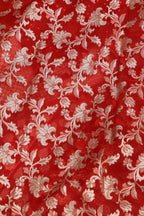 Red Banarasi Organza Silk Unstitched Lehenga Set - Luxurion World