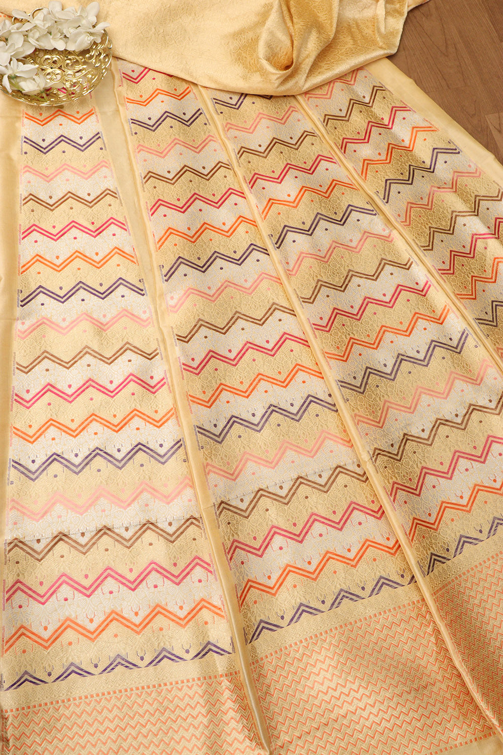 Pastel Pure Katan Silk Handloom Banarasi Lehenga - Luxurion World