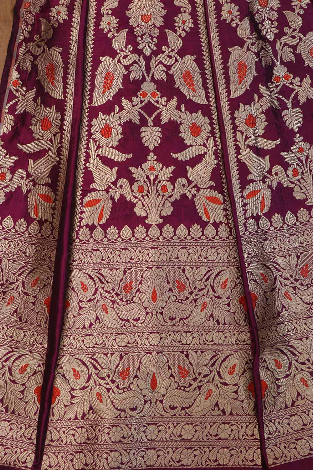 Opulent Purple Banarasi Pure Katan Silk Lehenga Set - Luxurion World