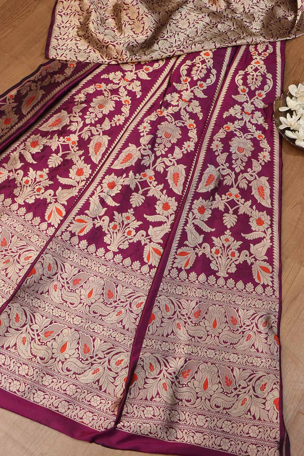 Opulent Purple Banarasi Pure Katan Silk Lehenga Set - Luxurion World
