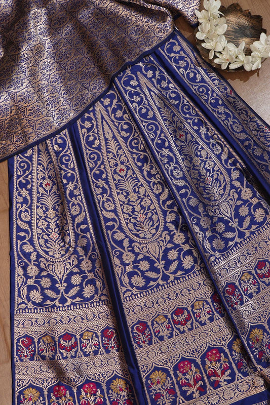 Royal Blue Banarasi Silk Lehenga Set - Luxurion World