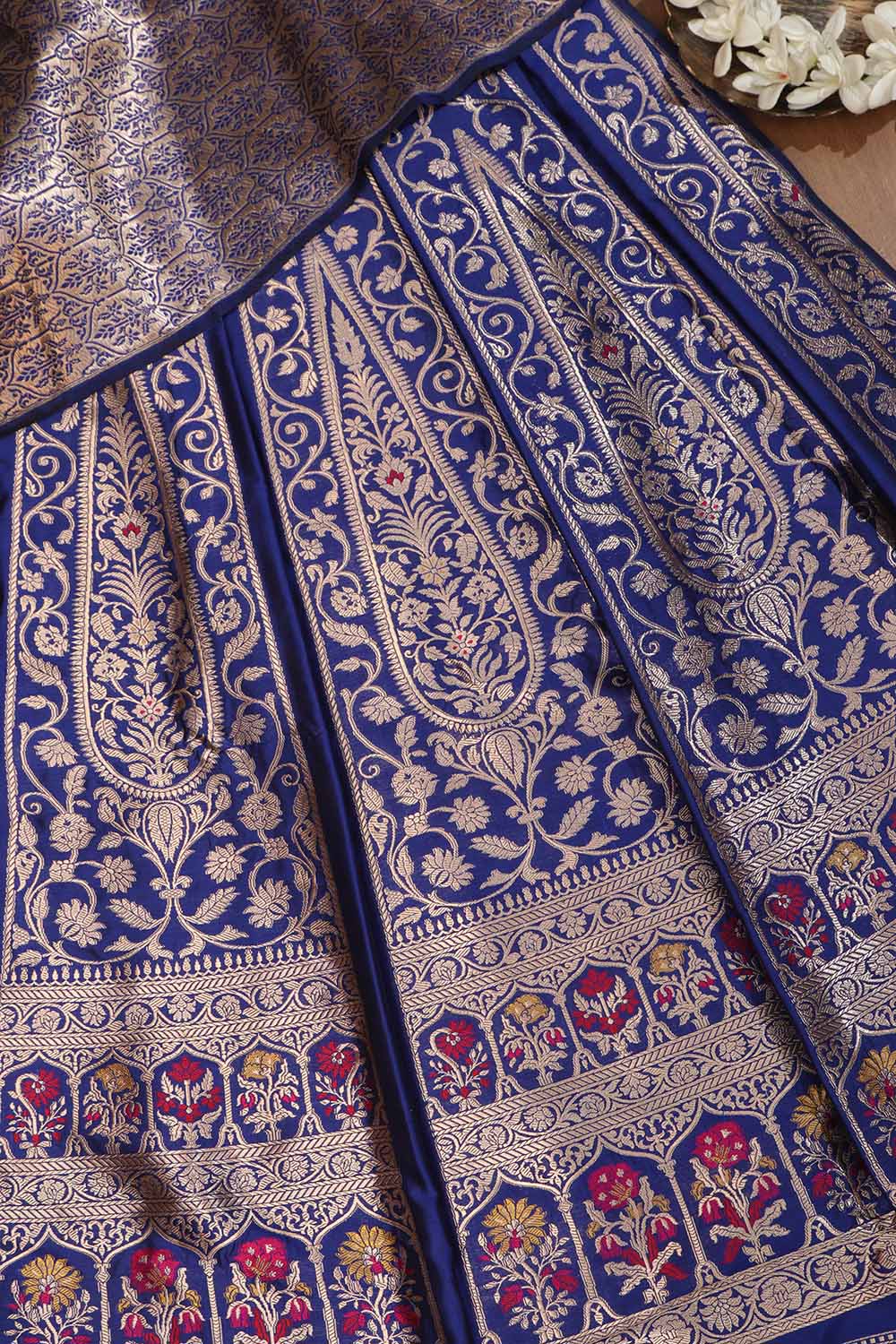 Royal Blue Banarasi Silk Lehenga Set - Luxurion World
