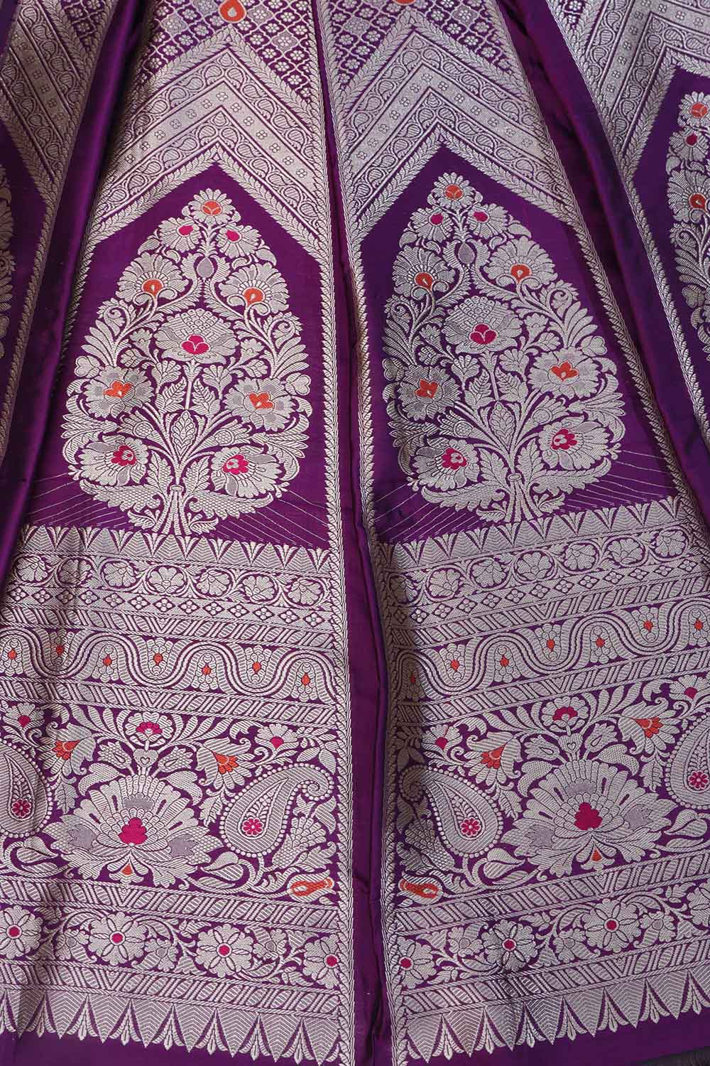 Regal Purple Banarasi Pure Katan Silk Lehenga Set - Luxurion World