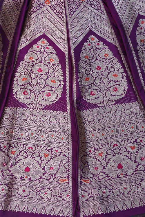 Regal Purple Banarasi Pure Katan Silk Lehenga Set - Luxurion World