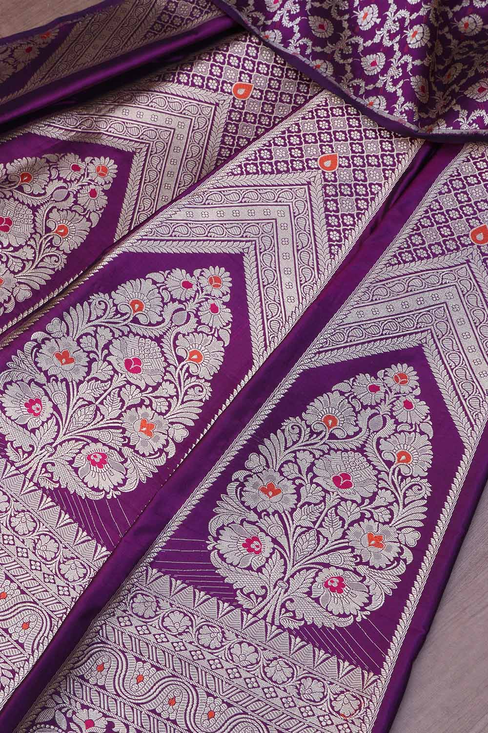 Regal Purple Banarasi Pure Katan Silk Lehenga Set - Luxurion World