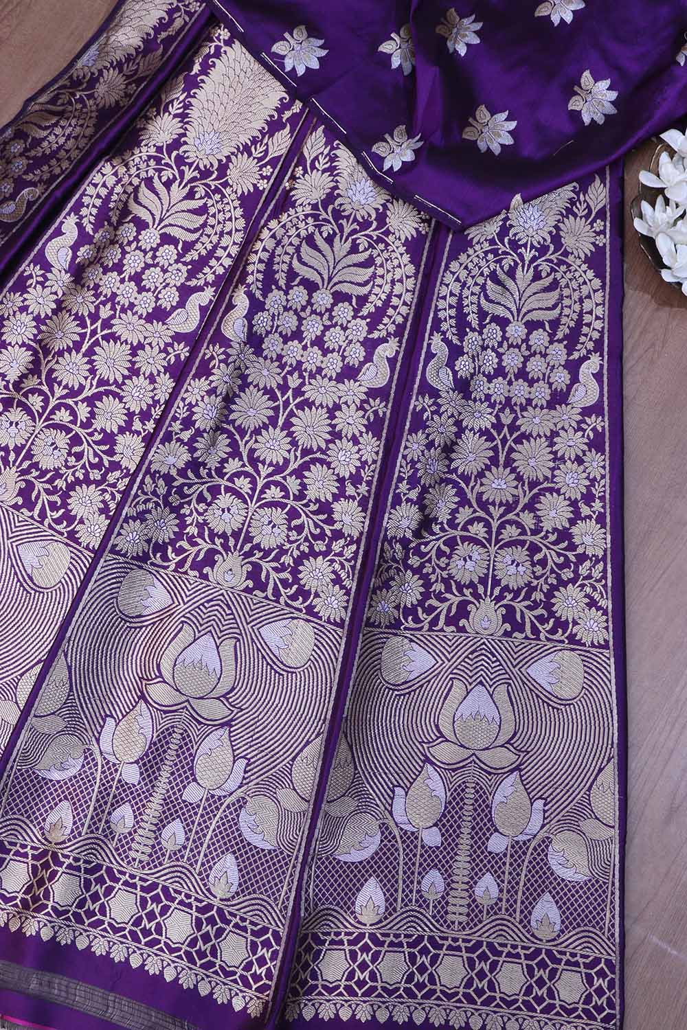 Opulent Purple Banarasi Pure Katan Silk Lehenga Set - Luxurion World