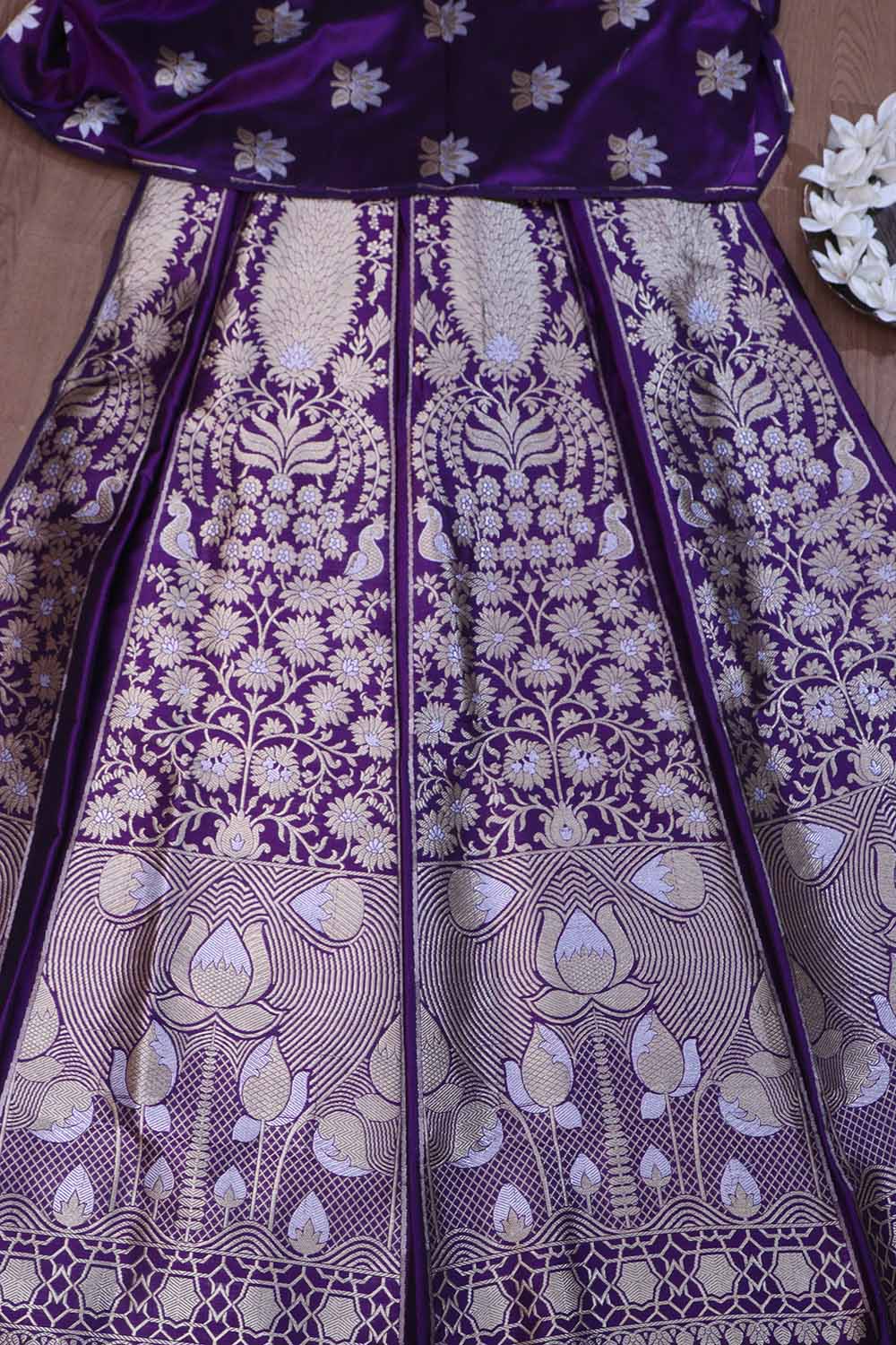Opulent Purple Banarasi Pure Katan Silk Lehenga Set - Luxurion World